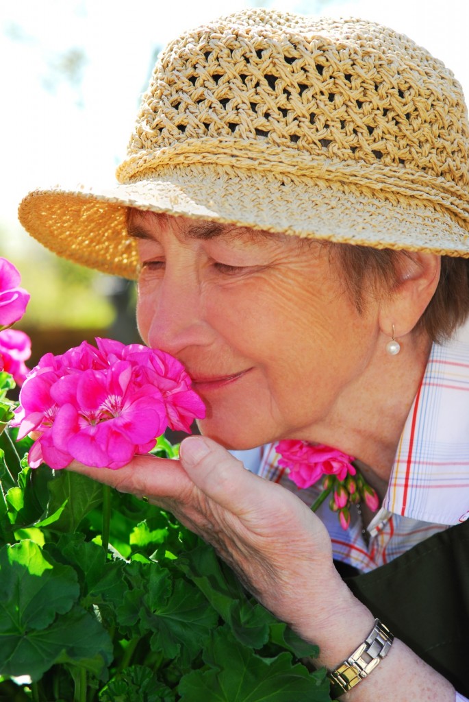 woman being present gardening